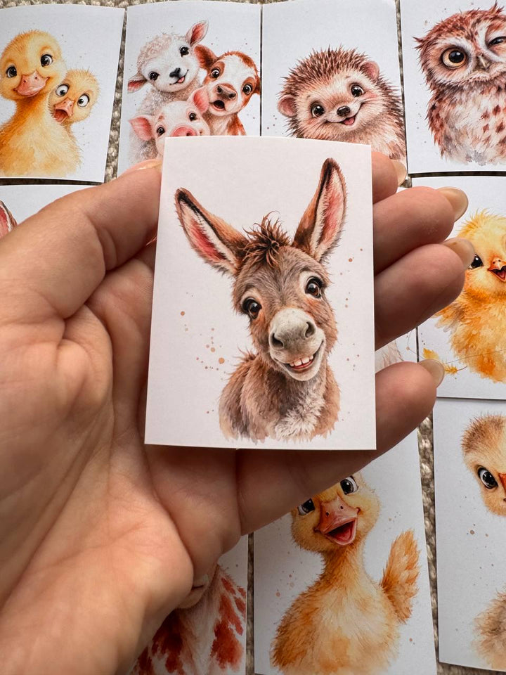 16 Funny Farm Animal Stickers, Cute Watercolour Animals, Duck Cow Pig Donkey Sheep Stickers, Journal Scrapbook Craft Stickers UK