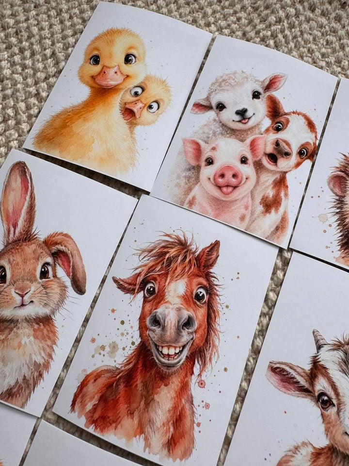 16 Funny Farm Animal Stickers, Cute Watercolour Animals, Duck Cow Pig Donkey Sheep Stickers, Journal Scrapbook Craft Stickers UK