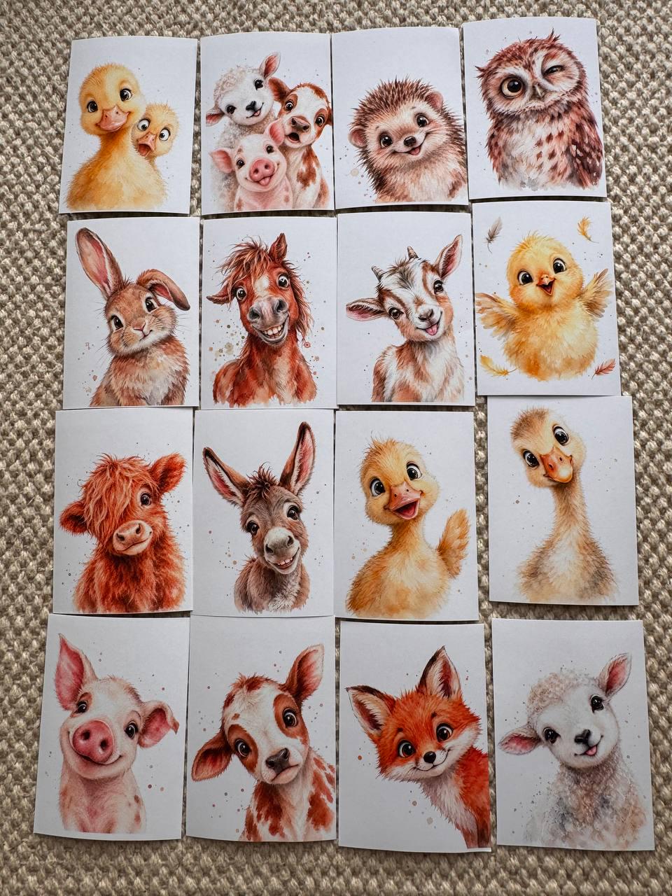 16 Funny Farm Animal Stickers, Cute Watercolour Animals, Duck Cow Pig Donkey Sheep Stickers, Journal Scrapbook Craft Stickers UK