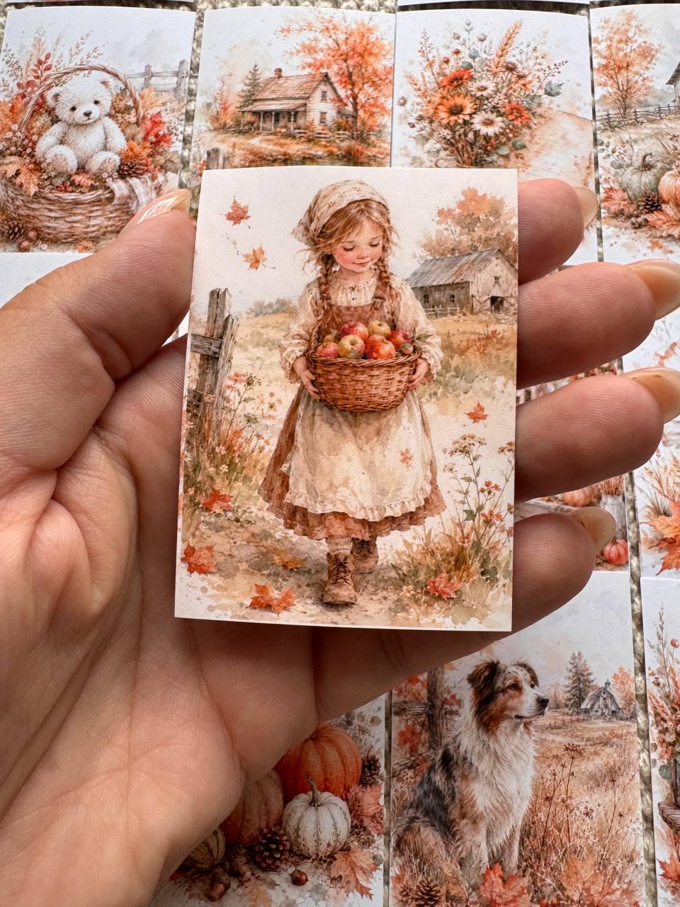 16 Autumn Farm Stickers, Watercolour Country Farmhouse Stickers, Fall Animals Pumpkins Journal Scrapbook Cottagecore Craft Stickers