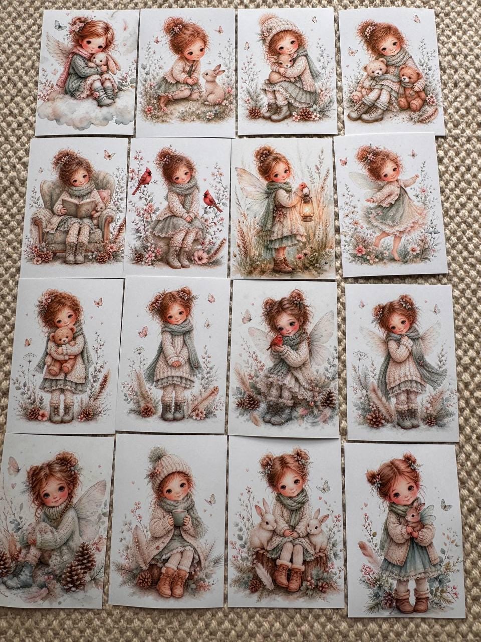 16 Cute Fairy Girl Stickers, Woodland Bunny Stickers, Whimsical Watercolour Stickers, Junk Journal Scrapbook Planner Craft Supplies