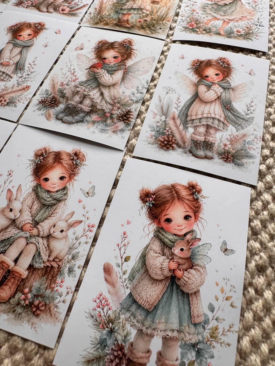 16 Cute Fairy Girl Stickers, Woodland Bunny Stickers, Whimsical Watercolour Stickers, Junk Journal Scrapbook Planner Craft Supplies