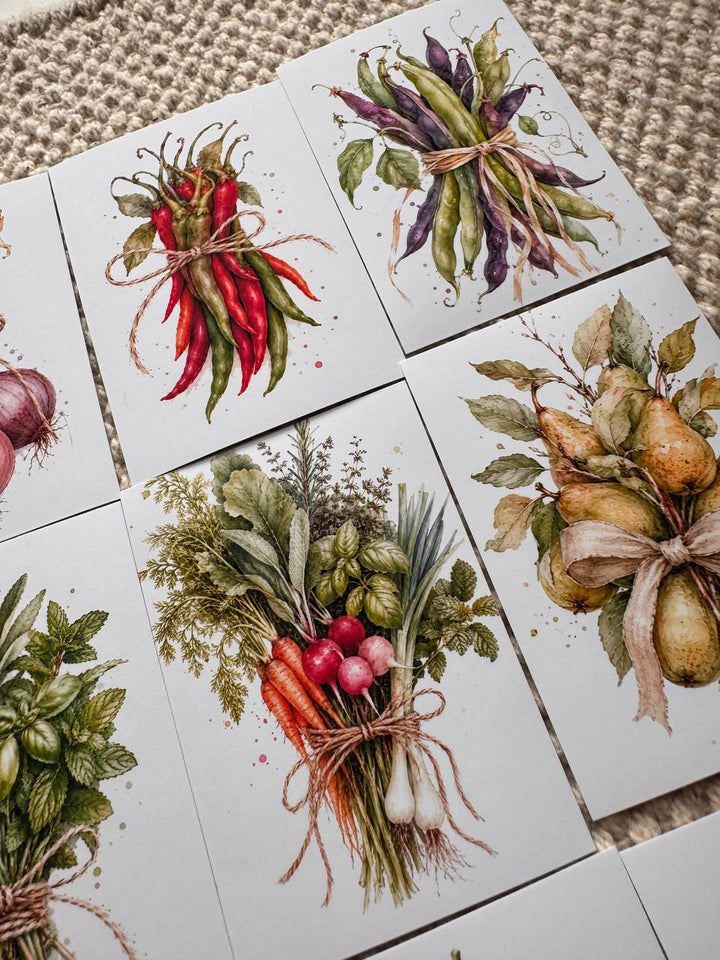 16 Vegetable & Herb Stickers, Botanical Garden Stickers, Watercolour Veggie Stickers, Junk Journal Scrapbook Planner Craft Supplies
