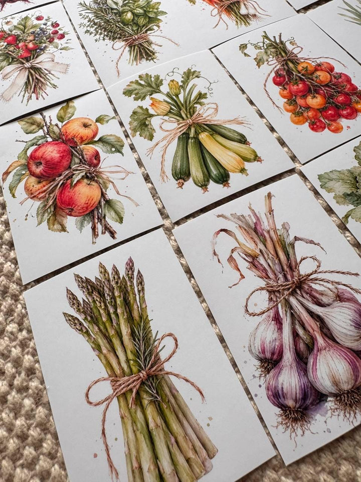 16 Vegetable & Herb Stickers, Botanical Garden Stickers, Watercolour Veggie Stickers, Junk Journal Scrapbook Planner Craft Supplies