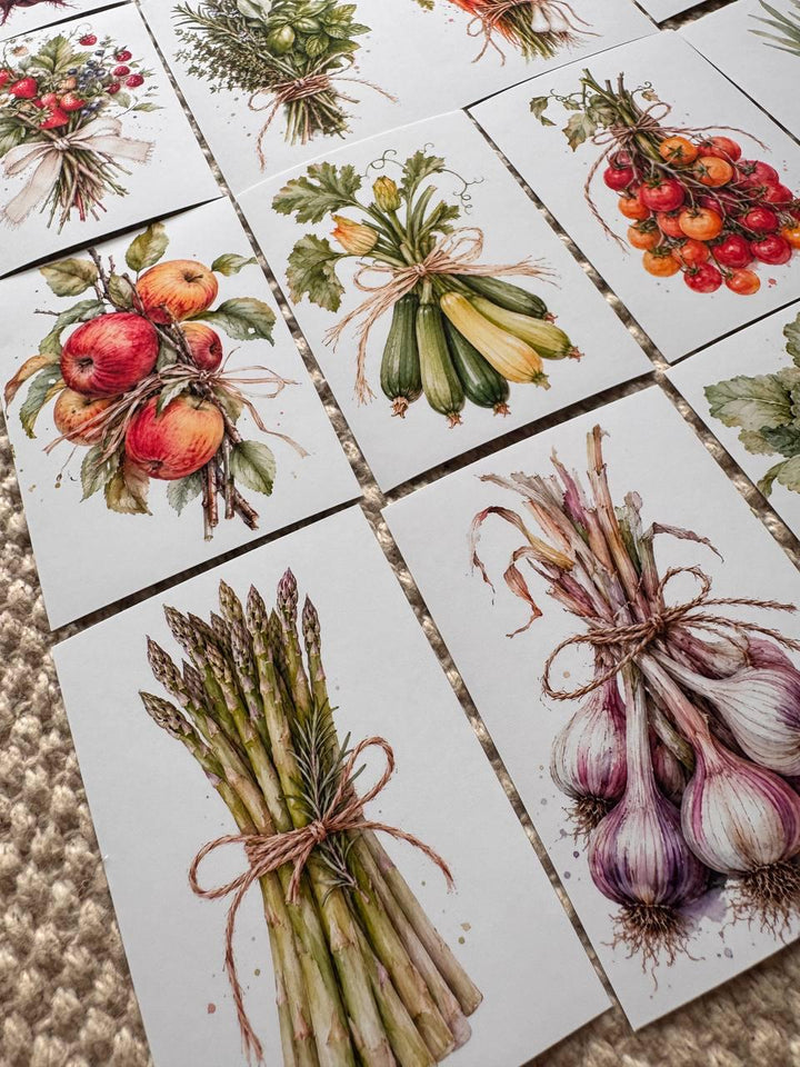 16 Vegetable & Herb Stickers, Botanical Garden Stickers, Watercolour Veggie Stickers, Junk Journal Scrapbook Planner Craft Supplies