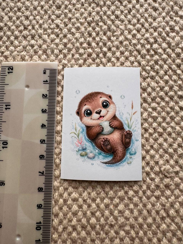 16 Cute Aquatic Animal Stickers, Watercolour Sea Life Stickers, Axolotl Otter Turtle Whale, Junk Journal Scrapbook Planner Crafts