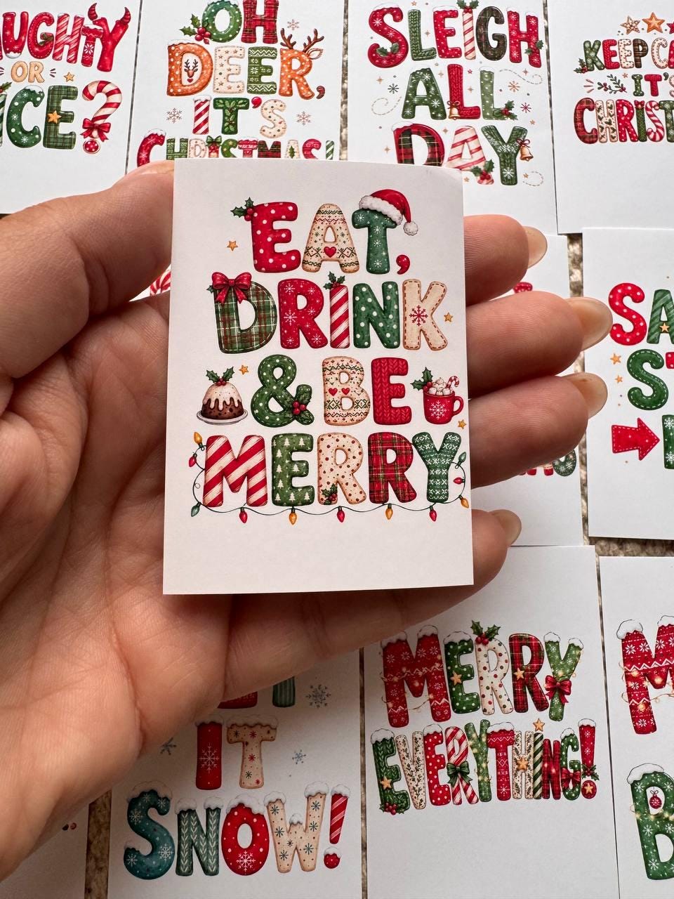16 Christmas Quote Stickers, Funny Festive Sayings, Merry Christmas Stickers, Xmas Scrapbook Junk Journal Planner Craft Stickers
