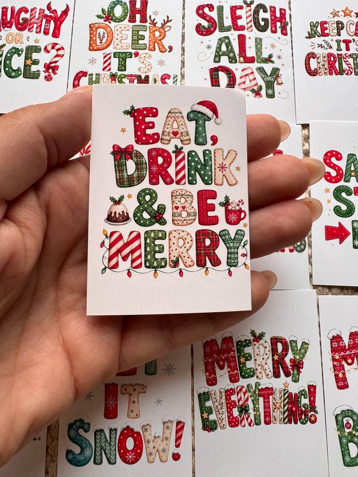 16 Christmas Quote Stickers, Funny Festive Sayings, Merry Christmas Stickers, Xmas Scrapbook Junk Journal Planner Craft Stickers