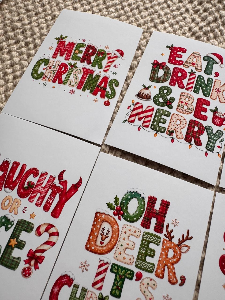 16 Christmas Quote Stickers, Funny Festive Sayings, Merry Christmas Stickers, Xmas Scrapbook Junk Journal Planner Craft Stickers
