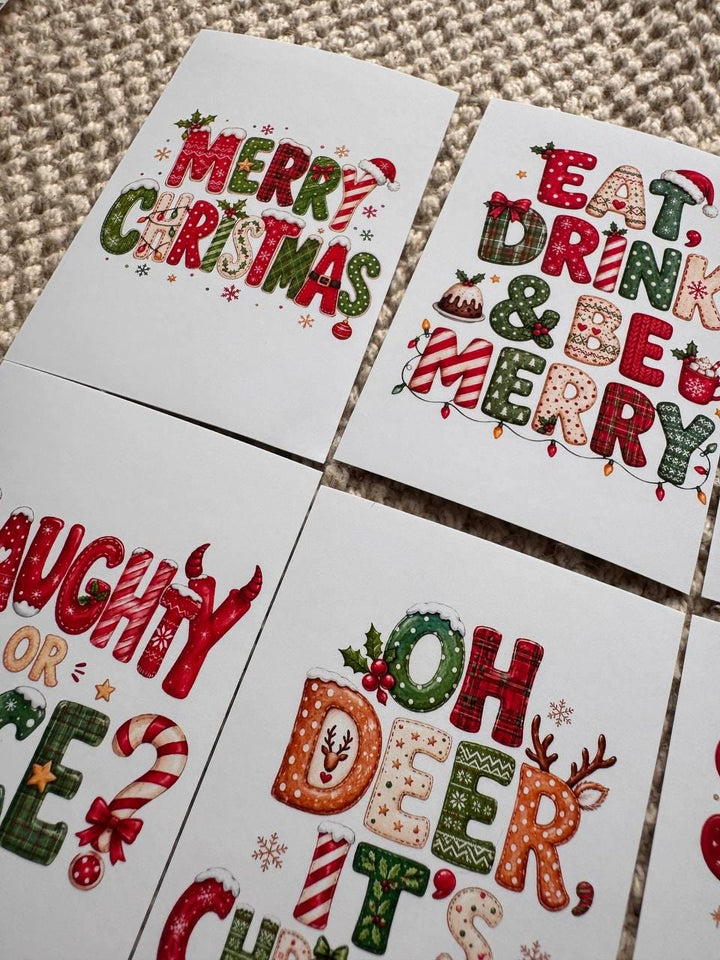 16 Christmas Quote Stickers, Funny Festive Sayings, Merry Christmas Stickers, Xmas Scrapbook Junk Journal Planner Craft Stickers