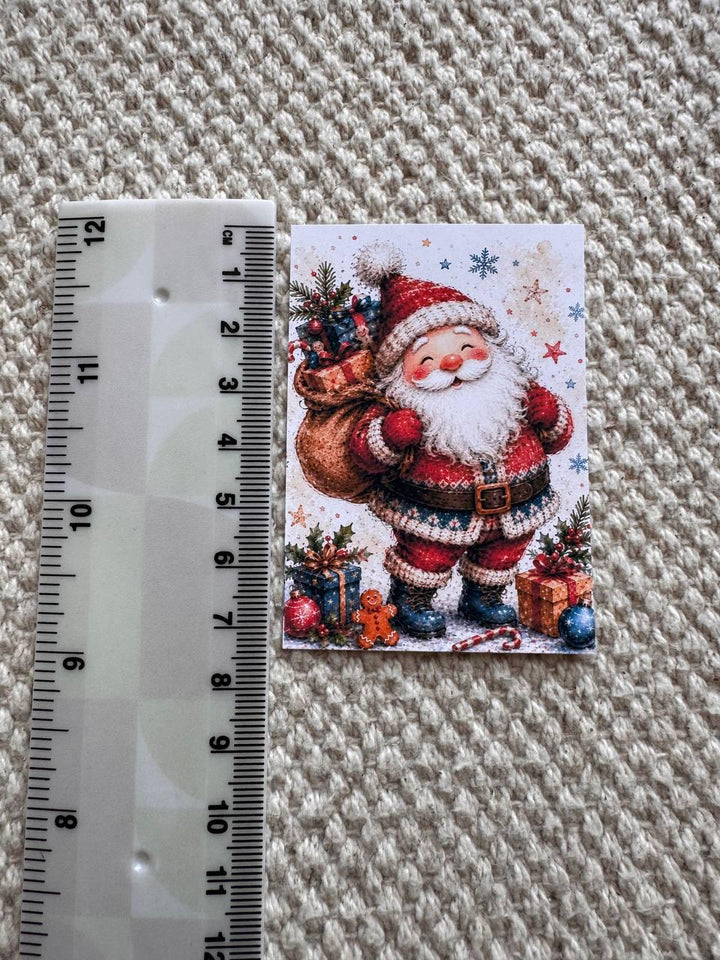 Christmas Watercolor Stickers Set of 16, Cute Santa & Winter Friends, Holiday Scrapbook Stickers, Handmade in the UK