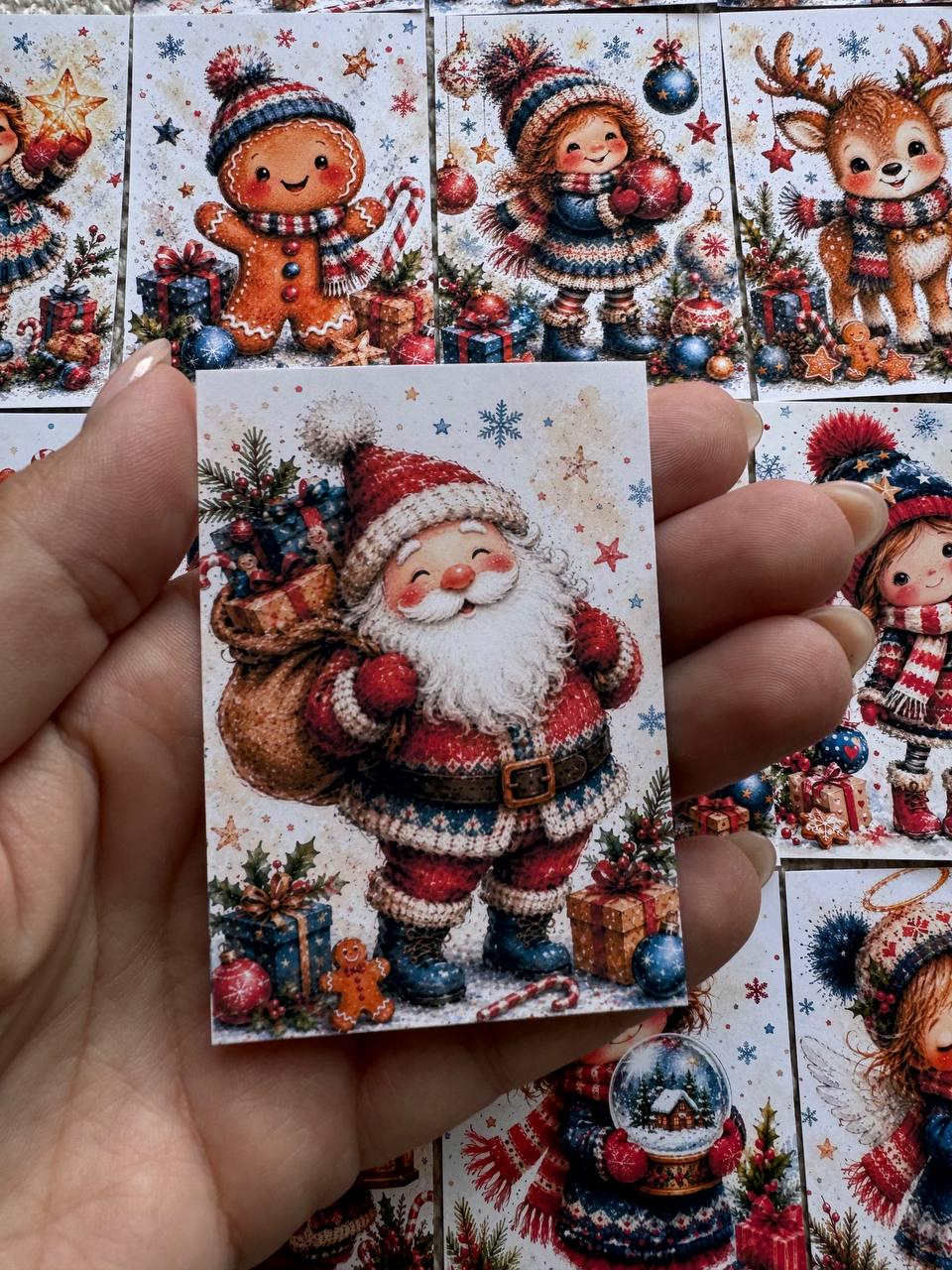 Christmas Watercolor Stickers Set of 16, Cute Santa & Winter Friends, Holiday Scrapbook Stickers, Handmade in the UK