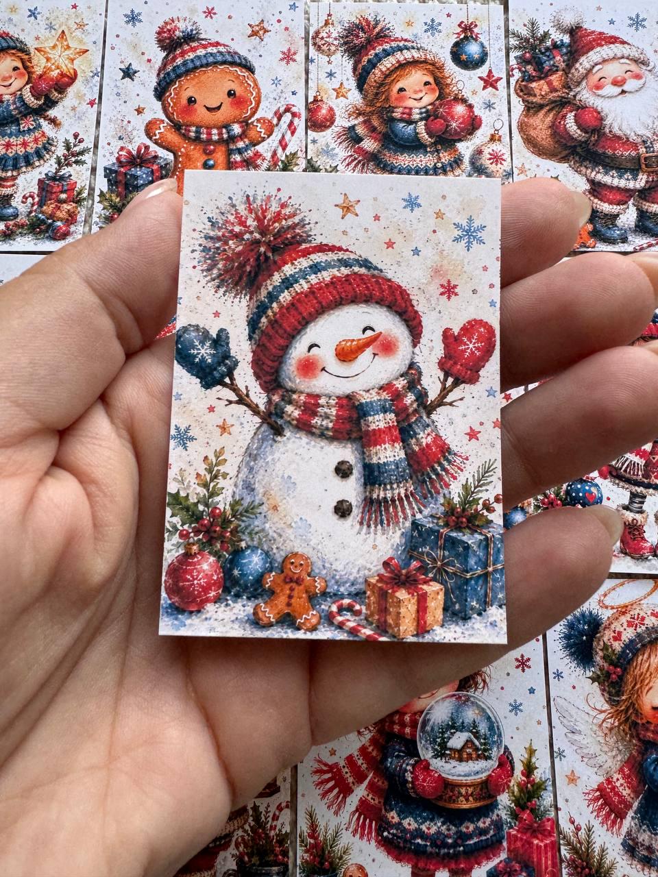 Christmas Watercolor Stickers Set of 16, Cute Santa & Winter Friends, Holiday Scrapbook Stickers, Handmade in the UK