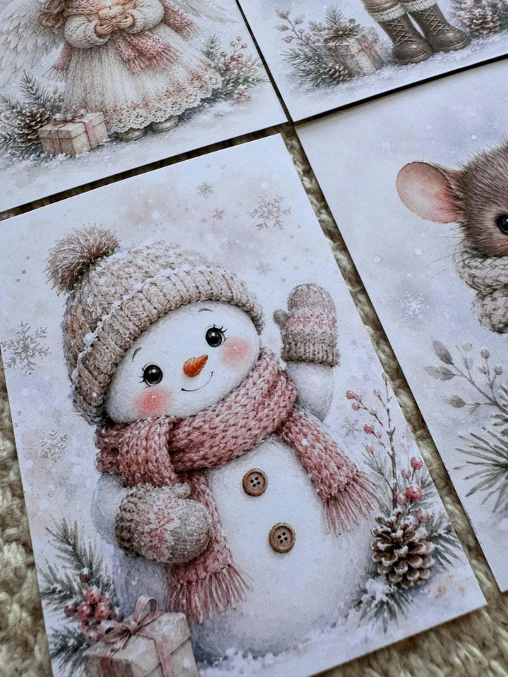 Winter Animal Stickers Set of 16, Cute Christmas Woodland Animals, Penguin & Deer Stickers, Handmade in the UK for Journals