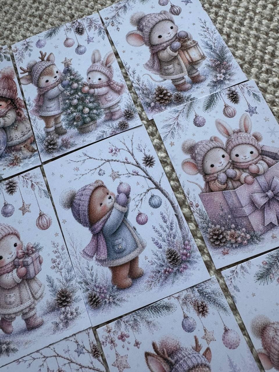Winter Friends Stickers Set of 16, Cute Christmas Animal Stickers, Cozy Woodland Journal Stickers, Handmade in the UK, Scrapbooking