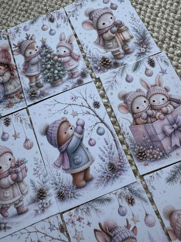 Winter Friends Stickers Set of 16, Cute Christmas Animal Stickers, Cozy Woodland Journal Stickers, Handmade in the UK, Scrapbooking