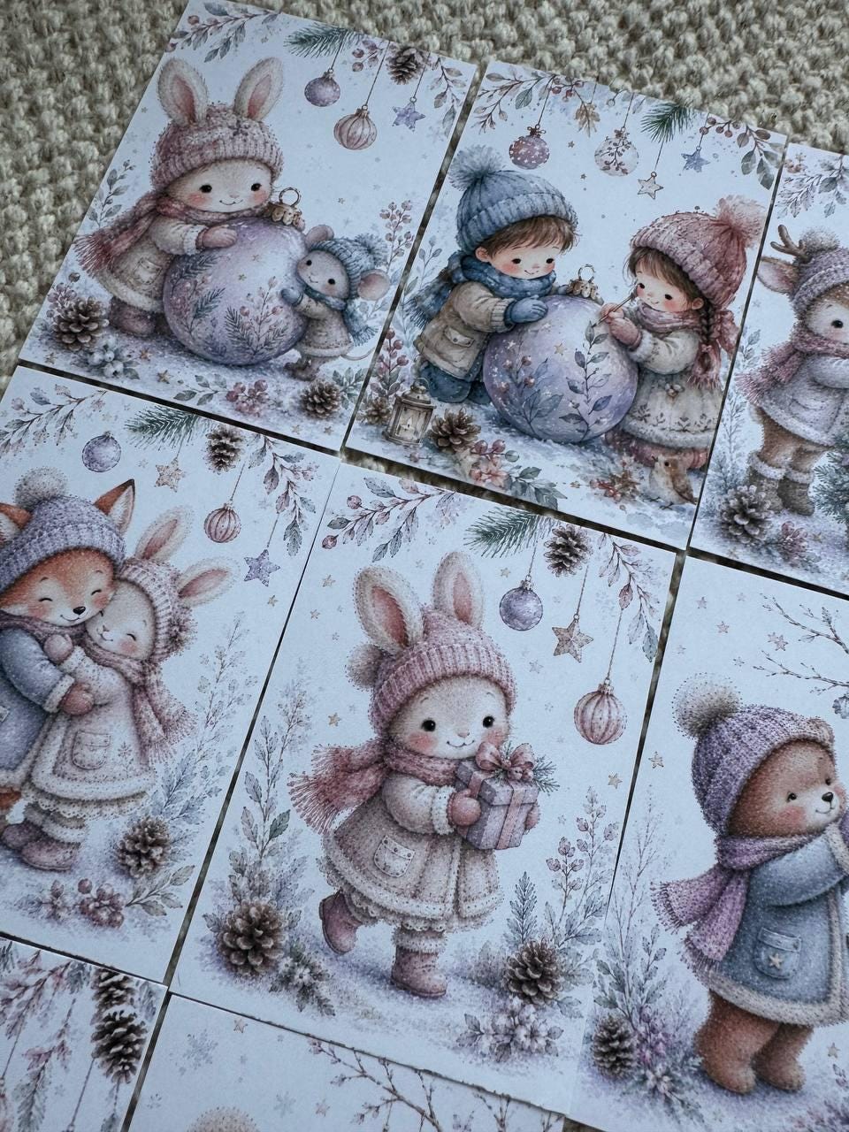 Winter Friends Stickers Set of 16, Cute Christmas Animal Stickers, Cozy Woodland Journal Stickers, Handmade in the UK, Scrapbooking