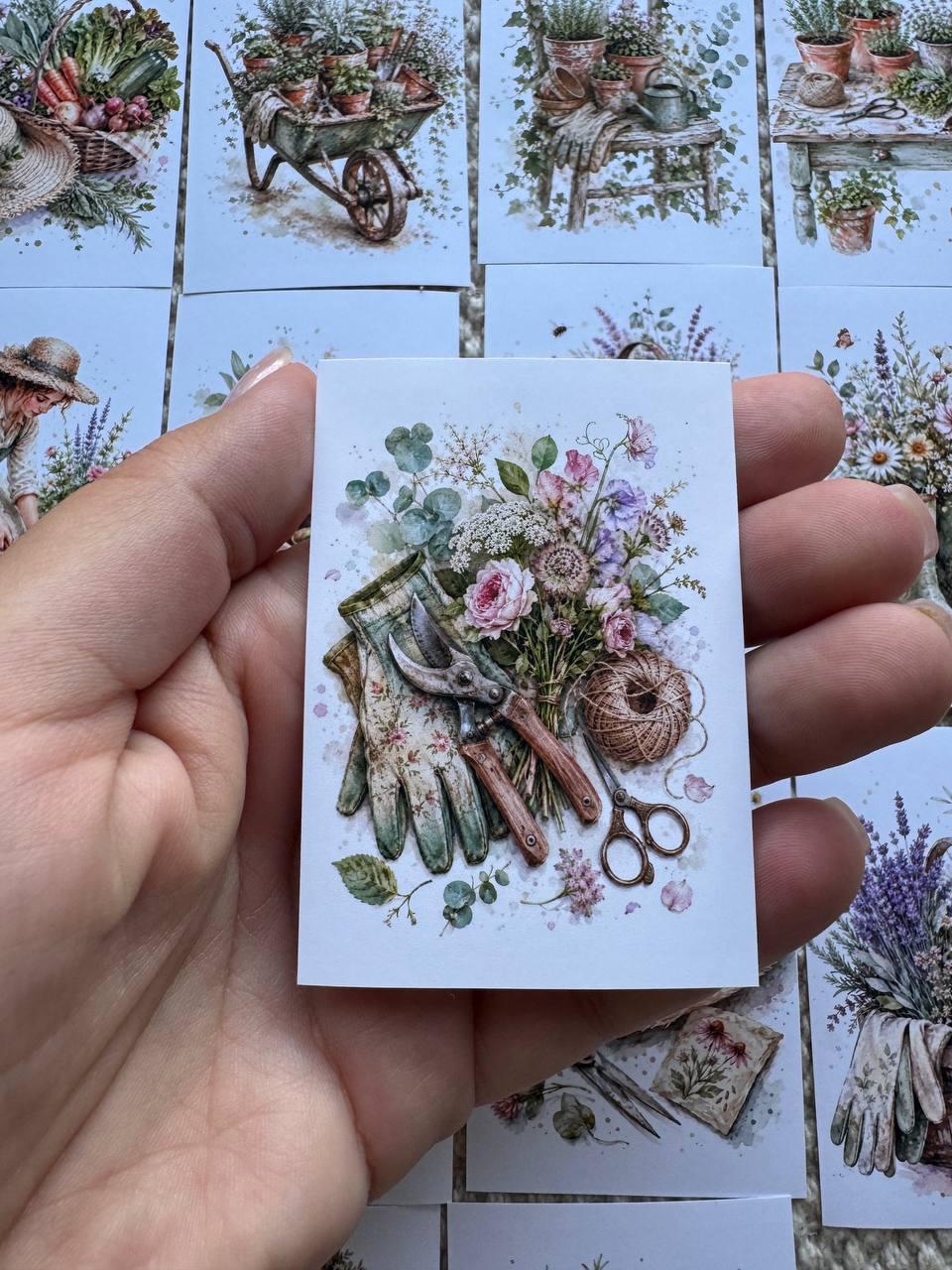 16 Cottage Garden Stickers, Watercolor Gardening Stickers, Garden Tools Flowers Herbs, Junk Journal Scrapbook Planner Craft Decor