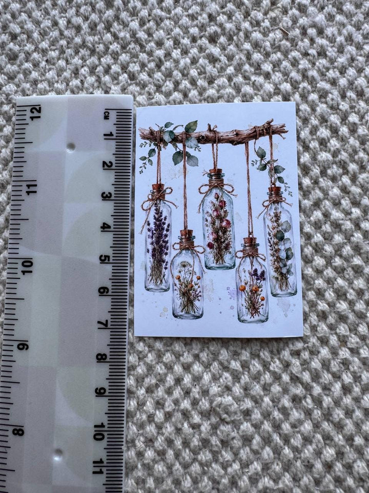 16 Botanical Herb Stickers, Lavender Apothecary Watercolor Stickers, Cottagecore Junk Journal Scrapbook Planner Botanical Decor