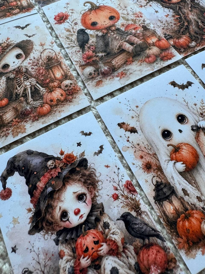 16 Cute Halloween Watercolor Stickers, Kawaii Ghost Pumpkin Witch Gothic Journal Stickers, Spooky Scrapbook Ephemera Set UK