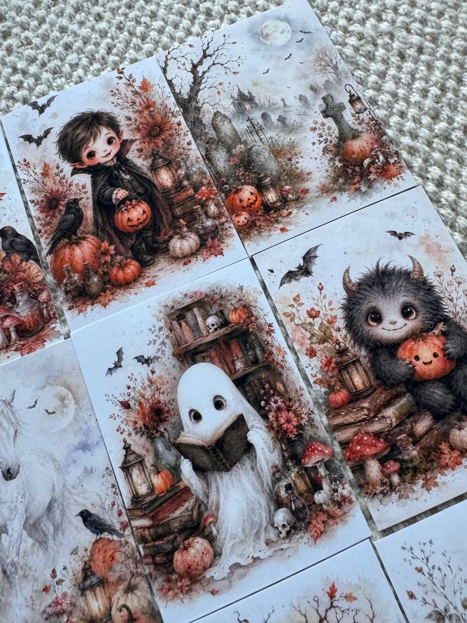 16 Cute Halloween Watercolor Stickers, Kawaii Ghost Pumpkin Witch Gothic Journal Stickers, Spooky Scrapbook Ephemera Set UK