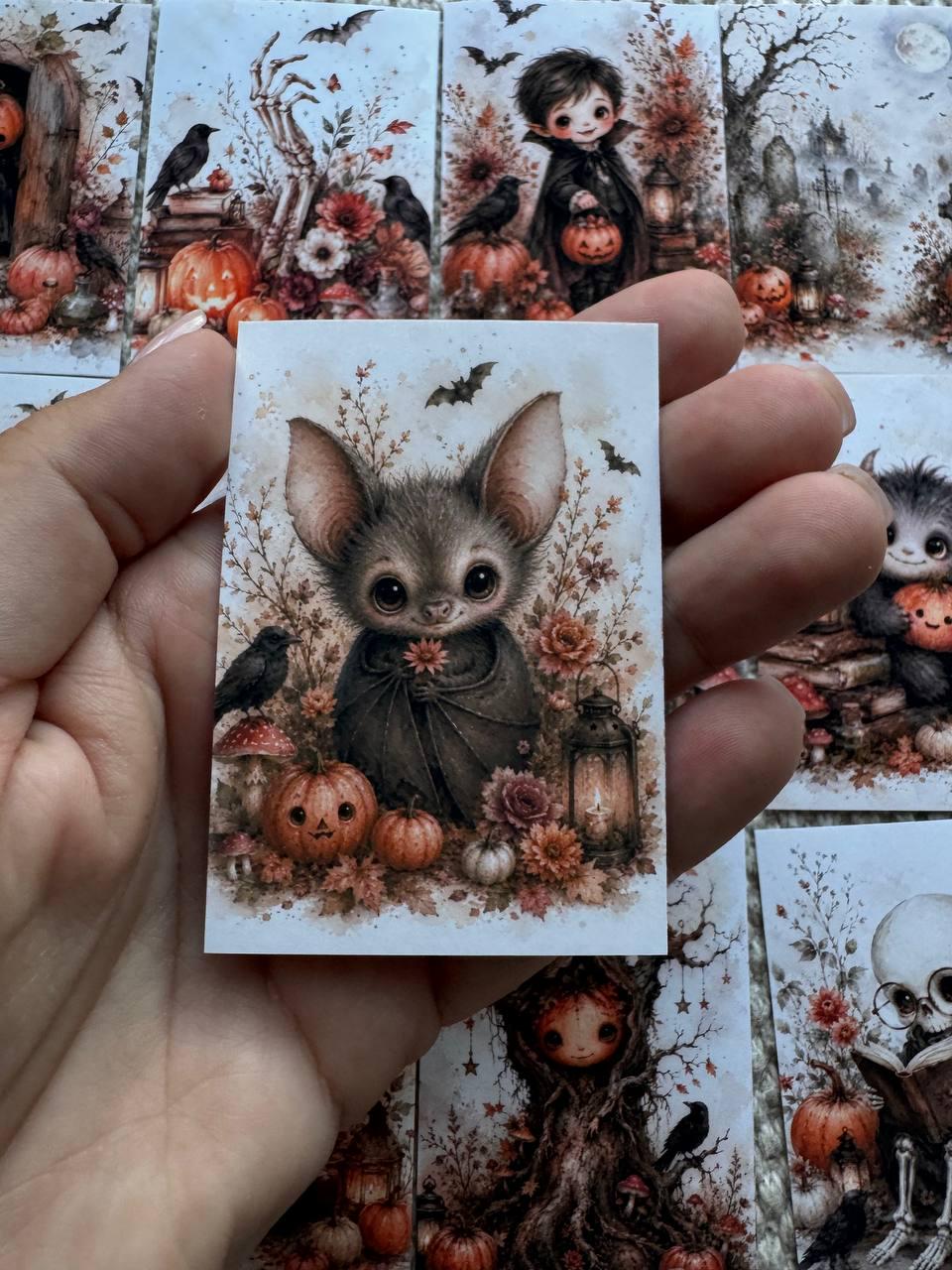 16 Cute Halloween Watercolor Stickers, Kawaii Ghost Pumpkin Witch Gothic Journal Stickers, Spooky Scrapbook Ephemera Set UK