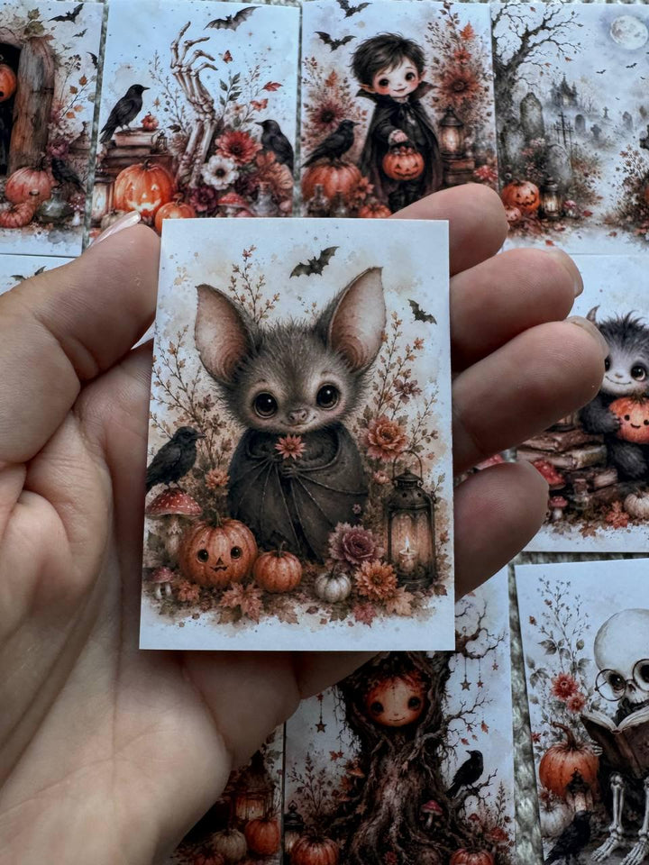 16 Cute Halloween Watercolor Stickers, Kawaii Ghost Pumpkin Witch Gothic Journal Stickers, Spooky Scrapbook Ephemera Set UK