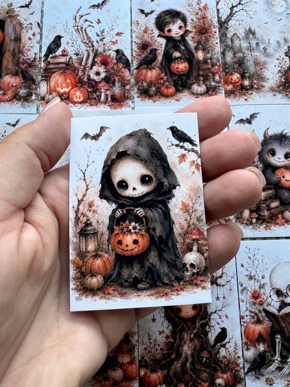 16 Cute Halloween Watercolor Stickers, Kawaii Ghost Pumpkin Witch Gothic Journal Stickers, Spooky Scrapbook Ephemera Set UK