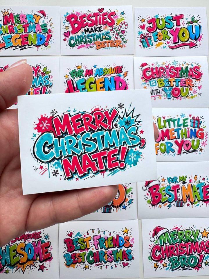16 Christmas Graffiti Stickers, Funny Gift Label Stickers for Friends, Bestie & Bro, Holiday Scrapbook Journal Stickers UK