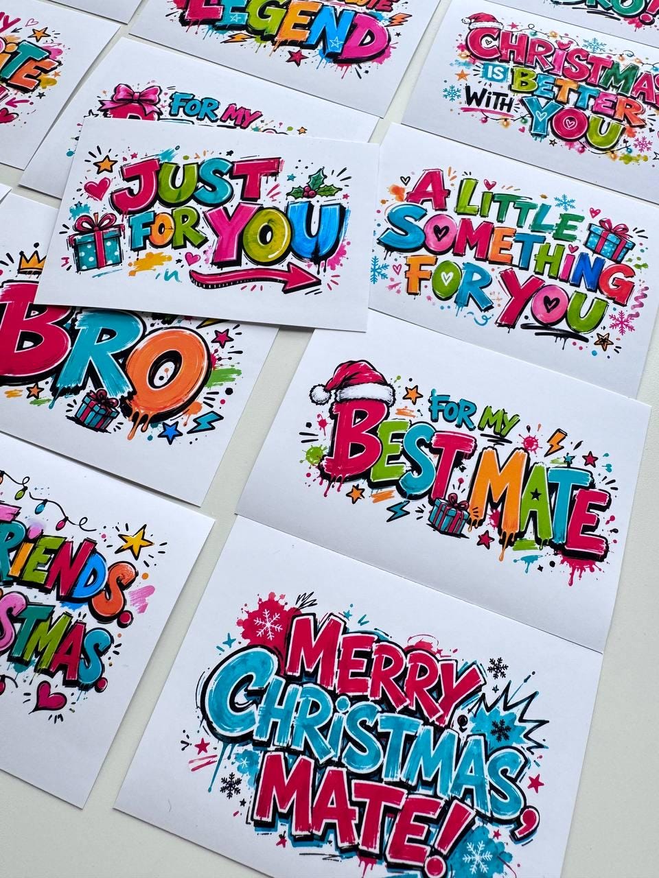 16 Christmas Graffiti Stickers, Funny Gift Label Stickers for Friends, Bestie & Bro, Holiday Scrapbook Journal Stickers UK