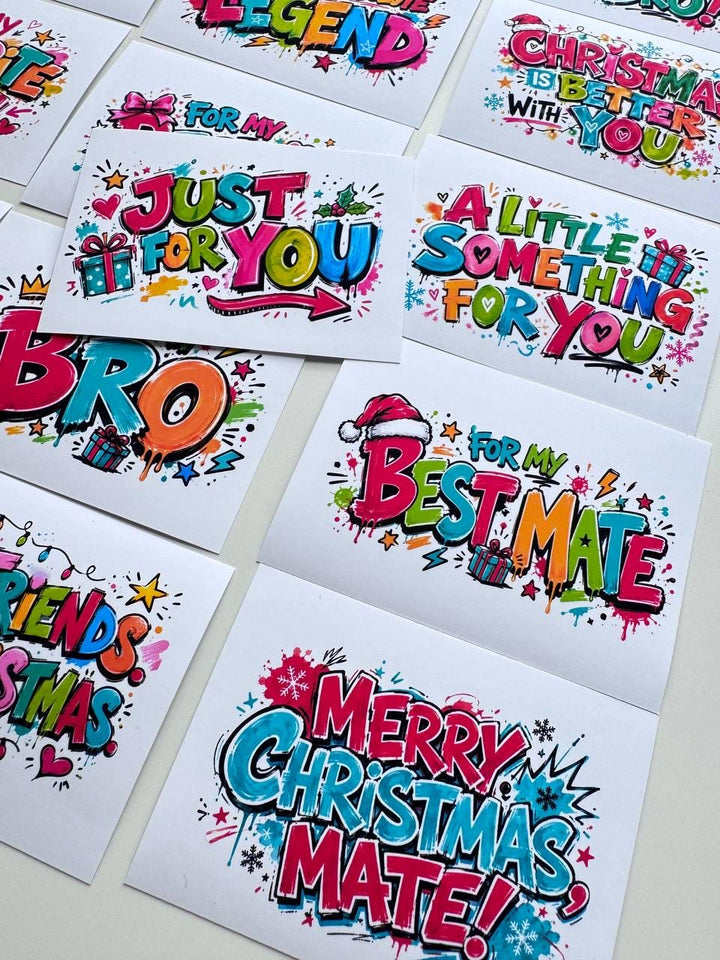 16 Christmas Graffiti Stickers, Funny Gift Label Stickers for Friends, Bestie & Bro, Holiday Scrapbook Journal Stickers UK