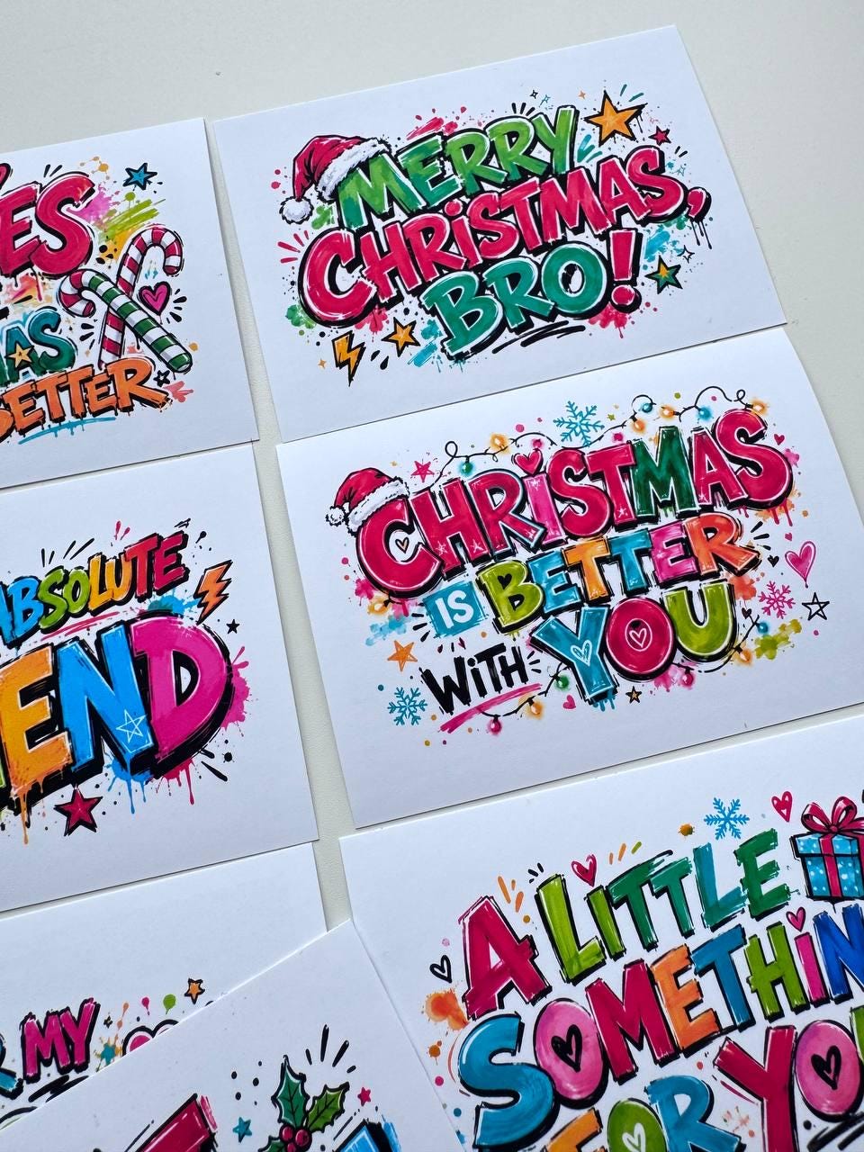 16 Christmas Graffiti Stickers, Funny Gift Label Stickers for Friends, Bestie & Bro, Holiday Scrapbook Journal Stickers UK