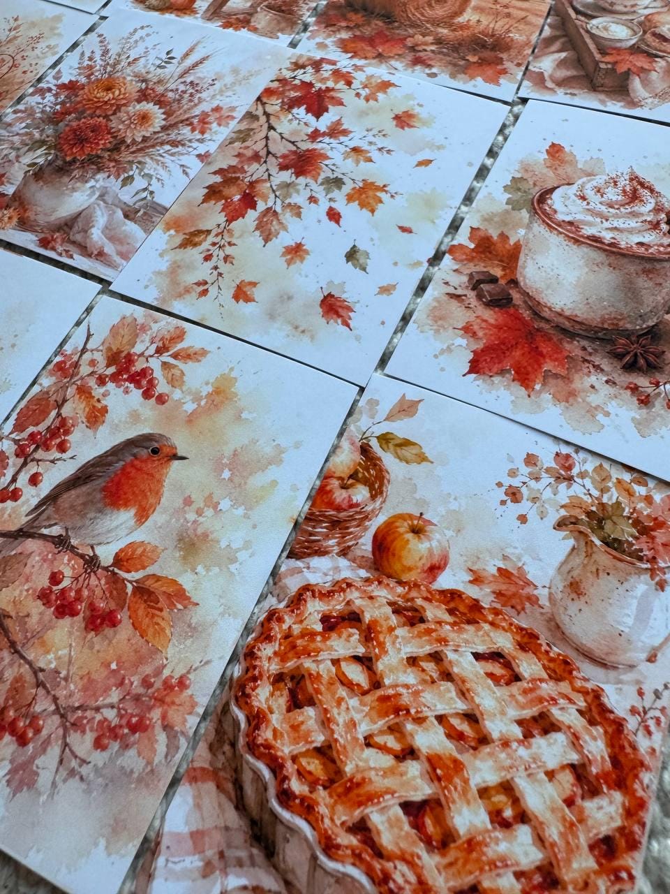 16 Autumn Watercolor Stickers, Cozy Fall Journal Stickers, Cottagecore Scrapbook Stickers, Harvest Planner Stickers UK Set