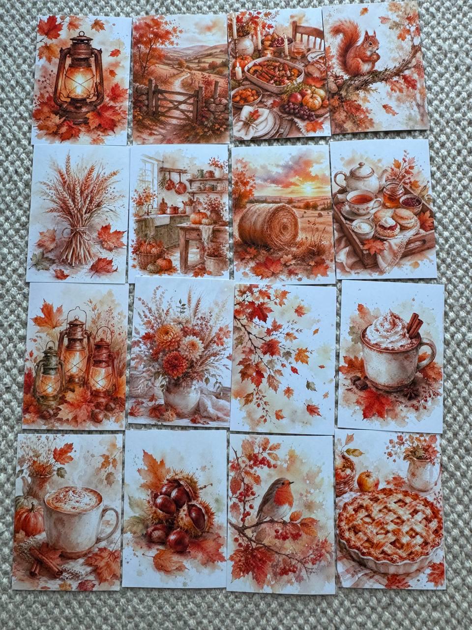 16 Autumn Watercolor Stickers, Cozy Fall Journal Stickers, Cottagecore Scrapbook Stickers, Harvest Planner Stickers UK Set