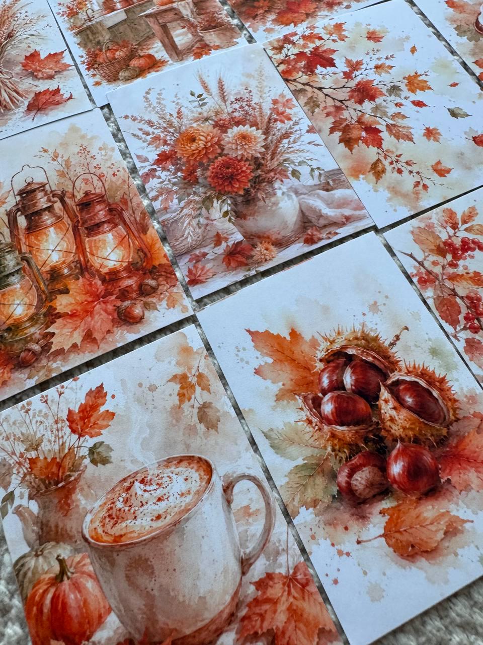 16 Autumn Watercolor Stickers, Cozy Fall Journal Stickers, Cottagecore Scrapbook Stickers, Harvest Planner Stickers UK Set