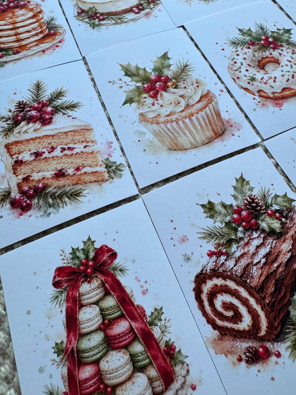 16 Christmas Dessert Stickers, Watercolor Holiday Baking Stickers, Gingerbread Scrapbook Stickers, Cozy Journal Stickers UK