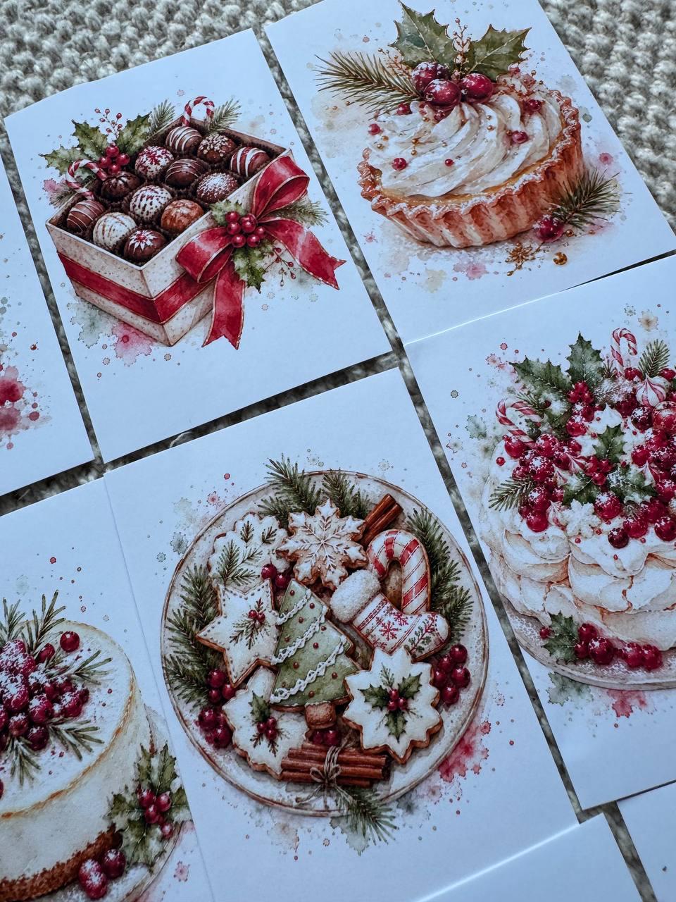 16 Christmas Dessert Stickers, Watercolor Holiday Baking Stickers, Gingerbread Scrapbook Stickers, Cozy Journal Stickers UK