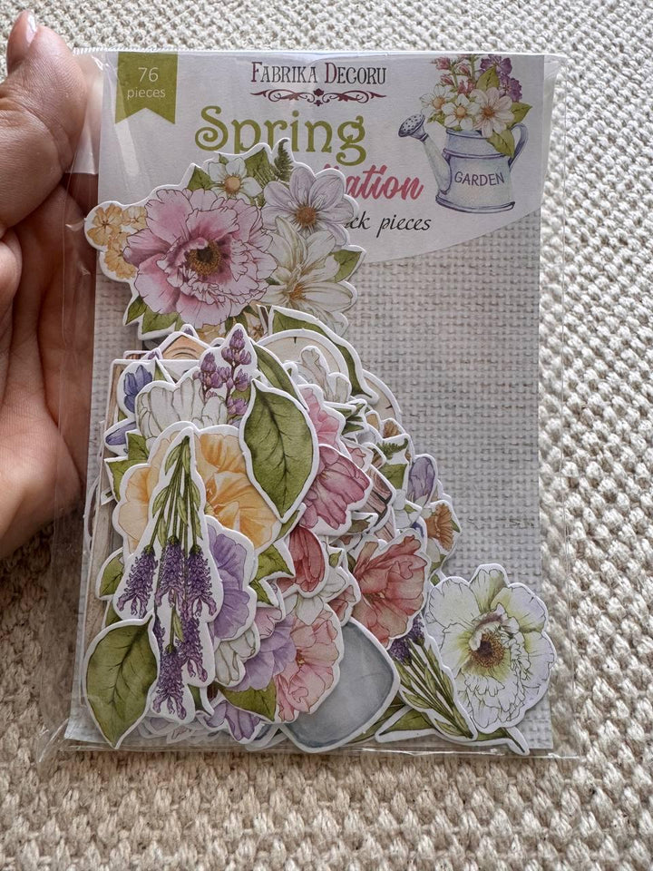 76 Spring Die Cut Cardstock Pieces, Floral Ephemera Pack, Junk Journal Supplies, Scrapbooking Embellishments, No Adhesive