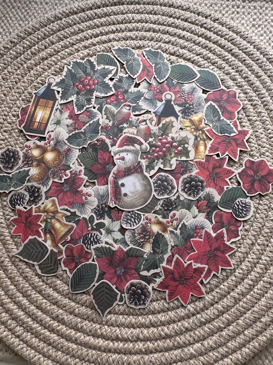 58 Christmas Ephemera, Nostalgic Christmas Die Cut Cardstock Pieces, Junk Journal Supplies, NOT Stickers