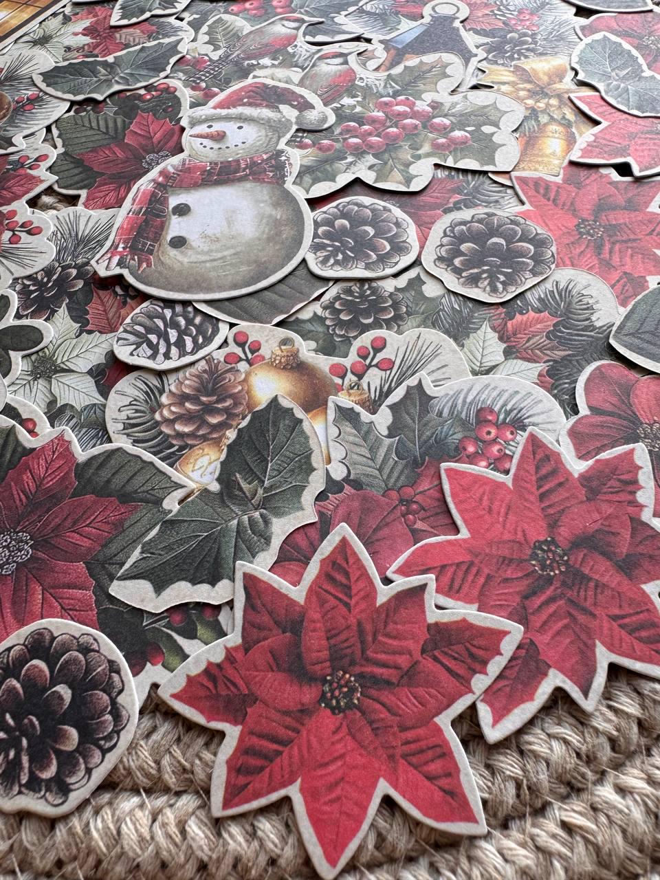 58 Christmas Ephemera, Nostalgic Christmas Die Cut Cardstock Pieces, Junk Journal Supplies, NOT Stickers