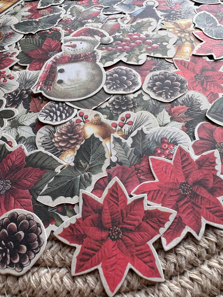 58 Christmas Ephemera, Nostalgic Christmas Die Cut Cardstock Pieces, Junk Journal Supplies, NOT Stickers