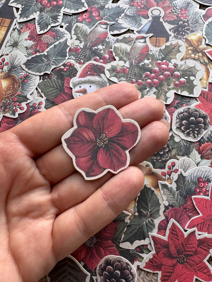 58 Christmas Ephemera, Nostalgic Christmas Die Cut Cardstock Pieces, Junk Journal Supplies, NOT Stickers