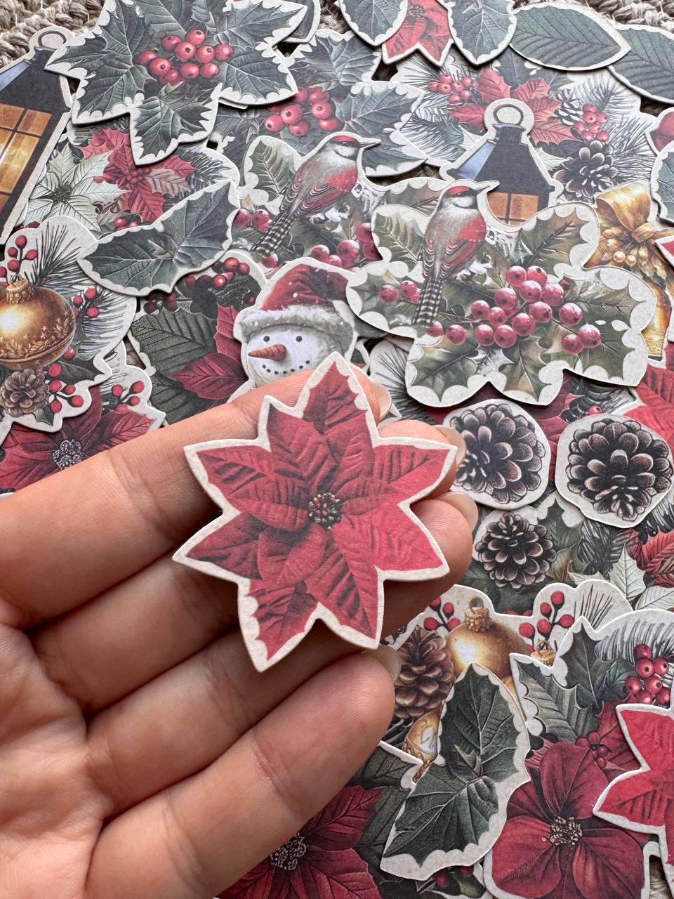58 Christmas Ephemera, Nostalgic Christmas Die Cut Cardstock Pieces, Junk Journal Supplies, NOT Stickers