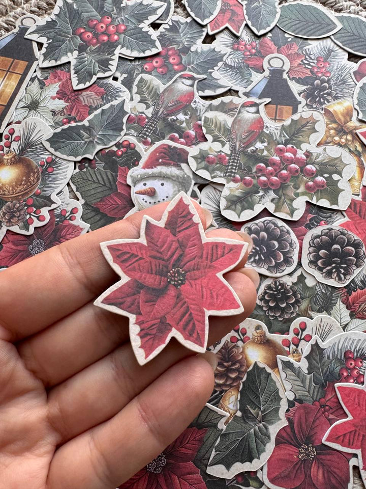 58 Christmas Ephemera, Nostalgic Christmas Die Cut Cardstock Pieces, Junk Journal Supplies, NOT Stickers
