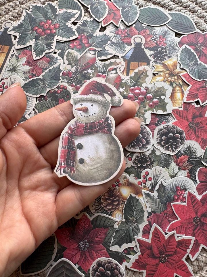 58 Christmas Ephemera, Nostalgic Christmas Die Cut Cardstock Pieces, Junk Journal Supplies, NOT Stickers