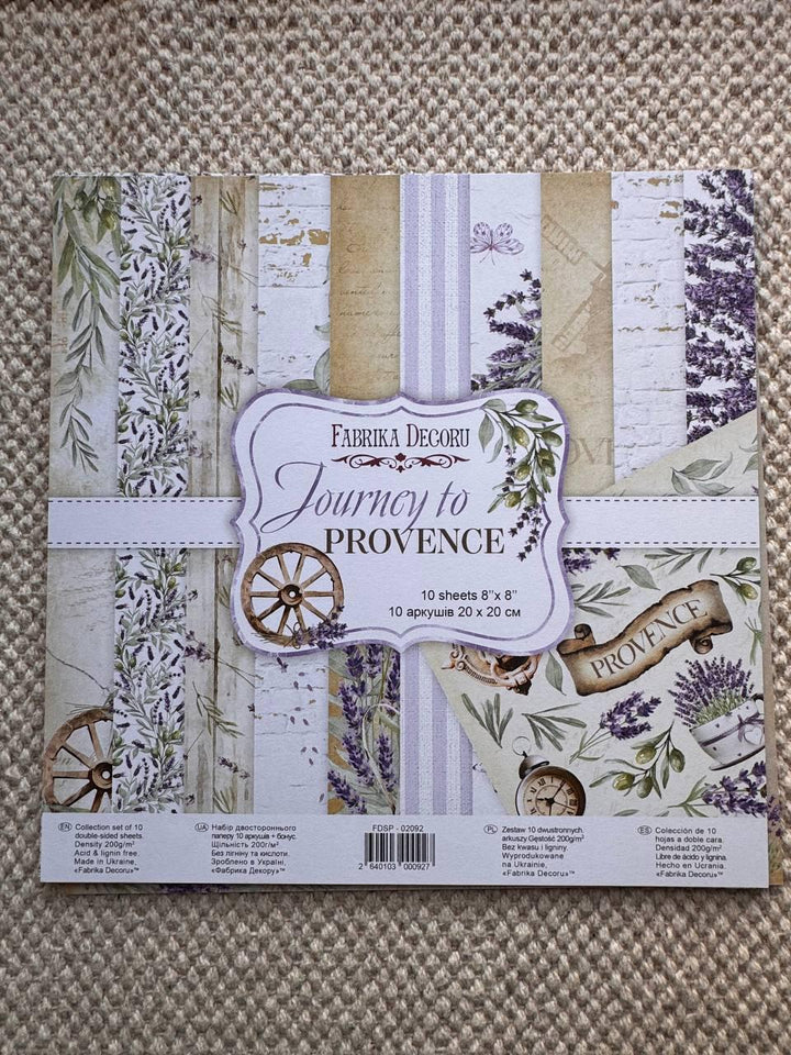 Journey to Provence Scrapbook Paper 8x8, Lavender Double Sided Paper, Junk Journal Card Making Craft Supplies