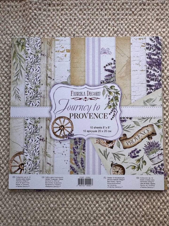 Journey to Provence Scrapbook Paper 8x8, Lavender Double Sided Paper, Junk Journal Card Making Craft Supplies
