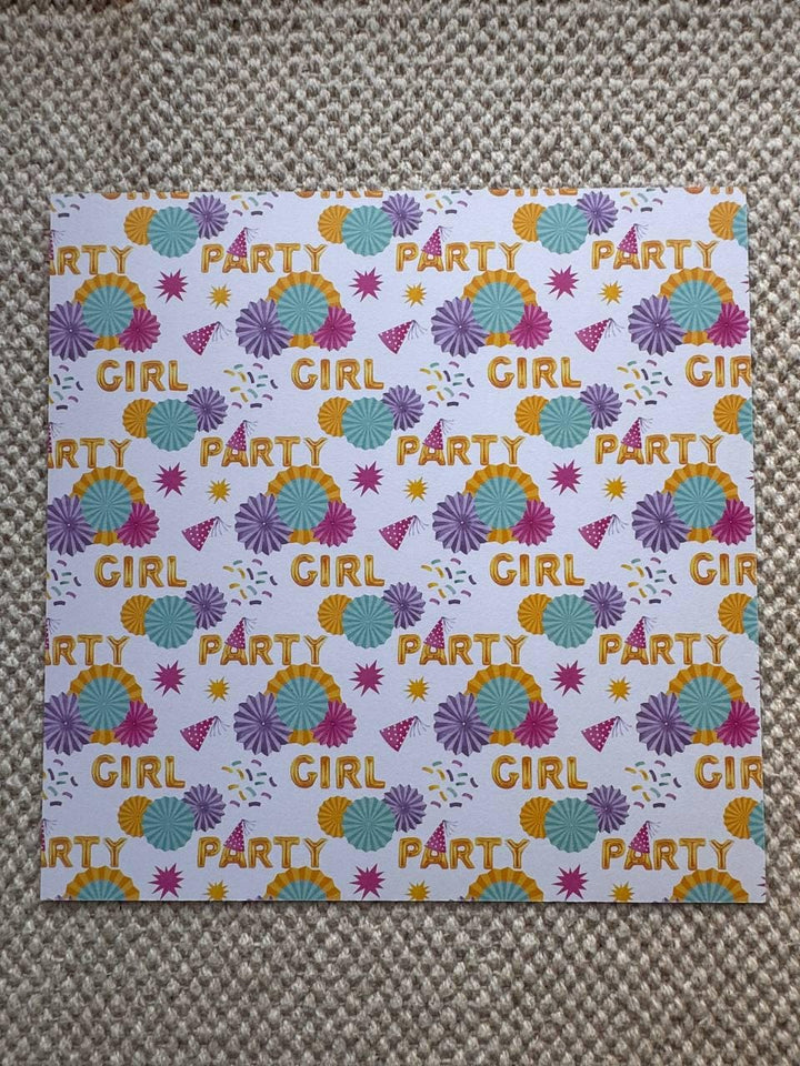 Party Girl Scrapbook Paper 8x8, Double Sided Birthday Party Paper, Girls Junk Journal Card Making Craft Supplies