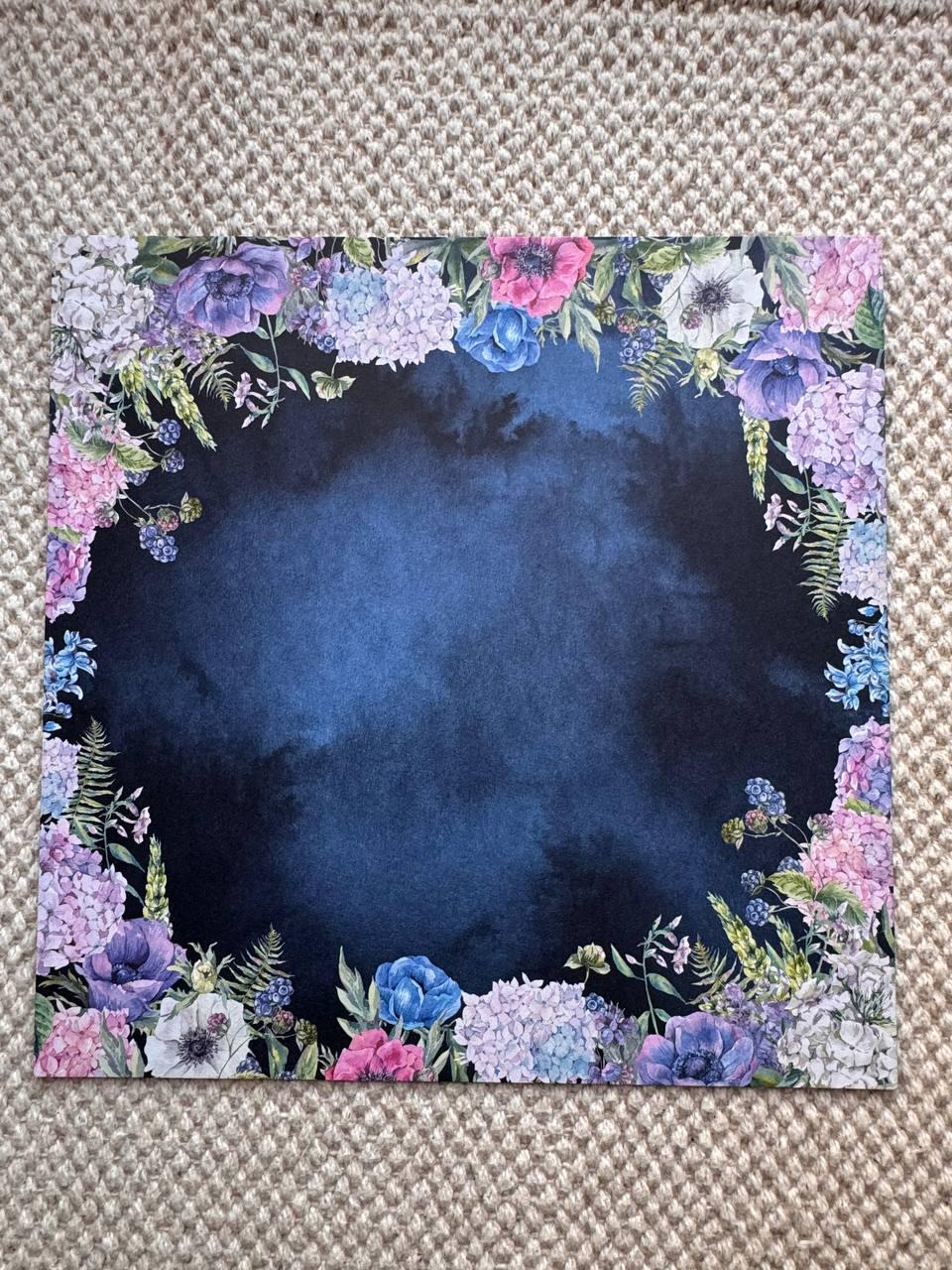 Night Garden Scrapbook Paper 8x8, Double Sided Floral Botanical Paper, Junk Journal Card Making Craft Supplies