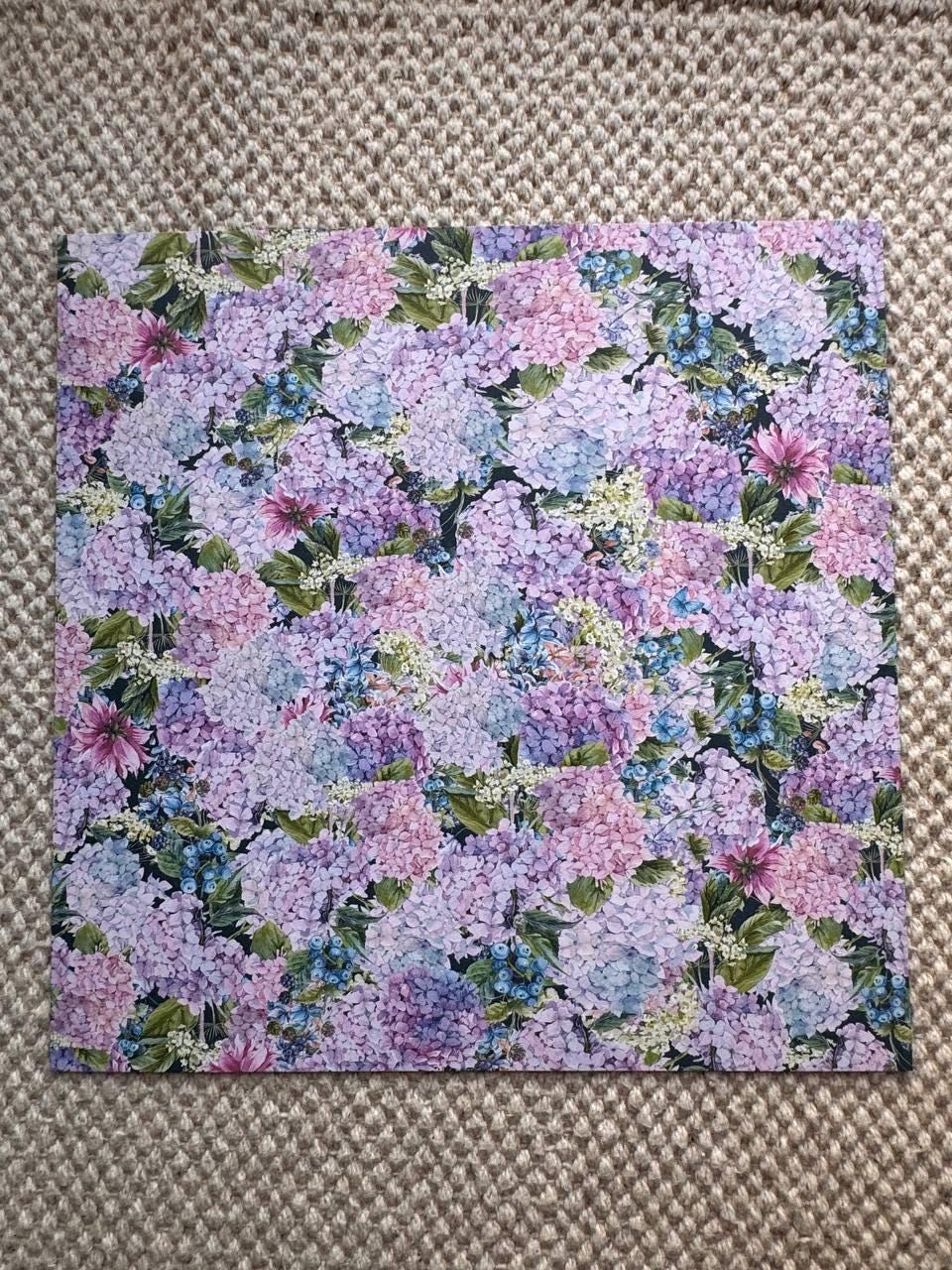 Night Garden Scrapbook Paper 8x8, Double Sided Floral Botanical Paper, Junk Journal Card Making Craft Supplies